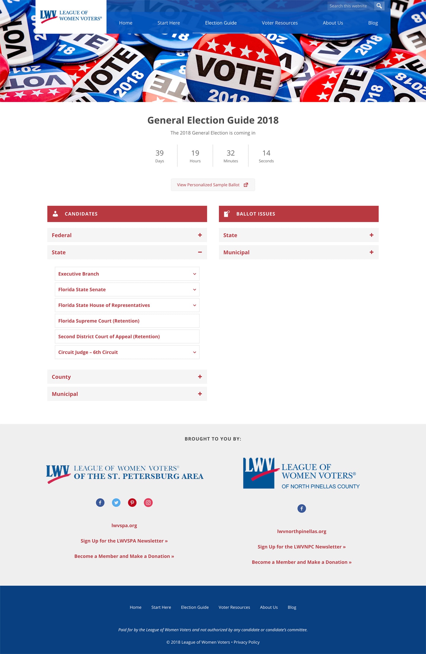 LWVSPA Election Guide Main Page