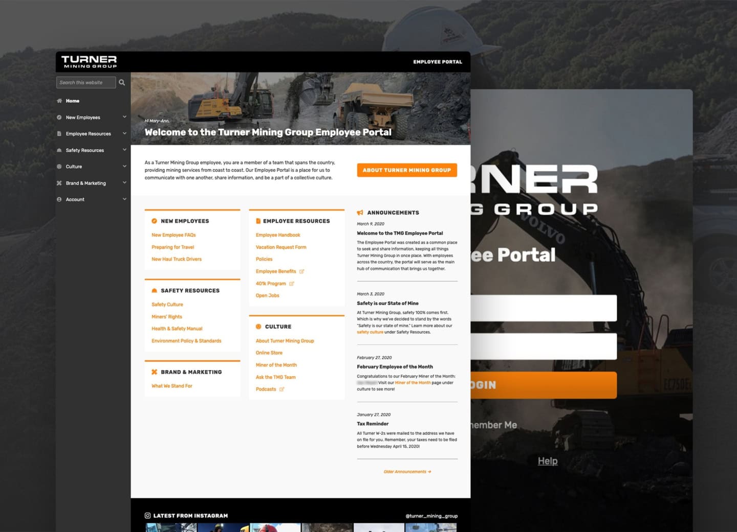 Turner Mining Group Employee Portal