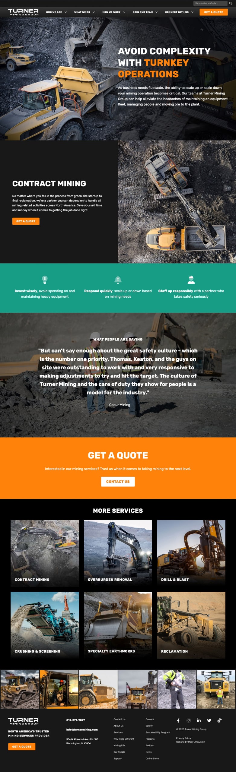 Turner Mining Group Service Page